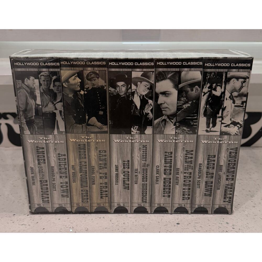 VTG NIP The Westerns Hollywood Classics 10 VHS Box set Madacy Music Group 1994 - Picture 2 of 5